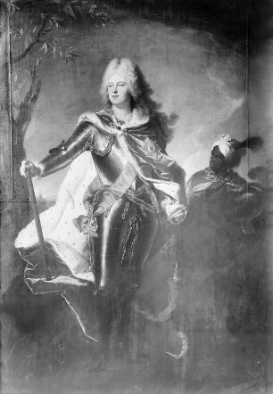 Bildnis des sächsischen Kurprinzen Friedrich August : Hyacinthe Rigaud (1659-1743). Bildnis des sächsischen Kurprinzen Friedrich August (1696-1763), Sohn Augusts des Starken, als Kurprinz. Öl/Leinwand, 250 x 173 cm. Verwalter, Dresden, Gemäldegalerie Alte Meister
