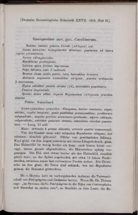 Goniognathus nov. gen. Carabinorum.