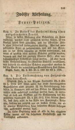 Zwölfte Abtheilung. Feuer-Polizey