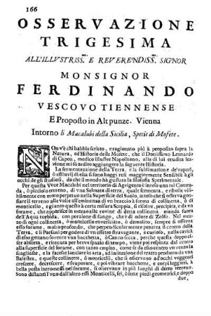 Osservazione Trigesima all'Illustriss. et Reverendiss. Sig. Monsignor Ferdinando Vescovo Tiennense ...