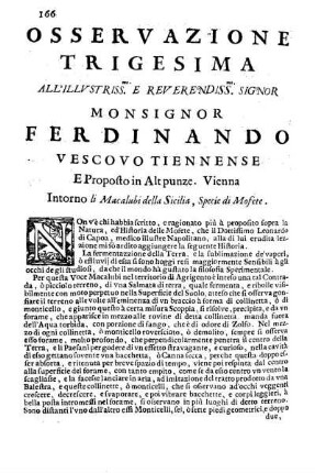 Osservazione Trigesima all'Illustriss. et Reverendiss. Sig. Monsignor Ferdinando Vescovo Tiennense ...