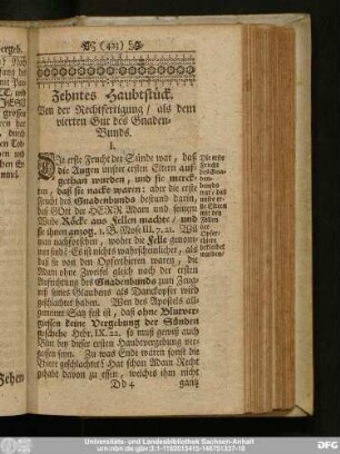 Zehntes Haubtstück. Von der Rechtfertigung, als dem vierten Gut des Gnaden-Bunds.