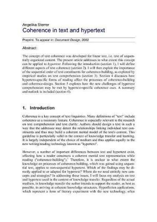Coherence in text and hypertext