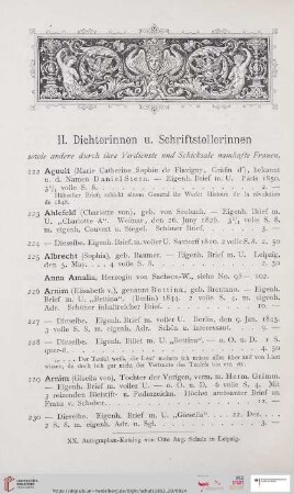 II. Dichterinnen u. Schriftstellerinnen (Nr. 222 - 435)