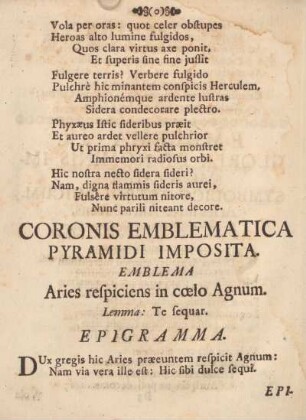 Coronis emblematica pyramidi imposita.