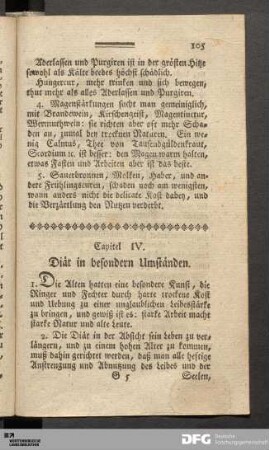 Capitel IV. Diät in besondern Umständen.