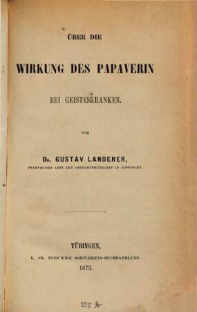 Über die Wirkung des Papaverin bei Geisteskranken