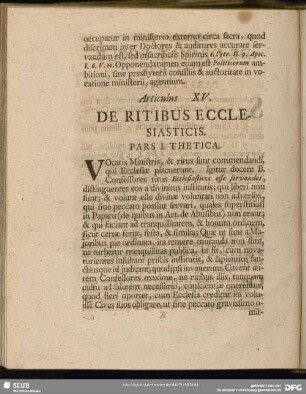 Articulus XV. De Ritibus Ecclesiasticis