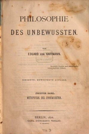 Philosophie des Unbewußten, 2. Metaphysik des Unbewußten