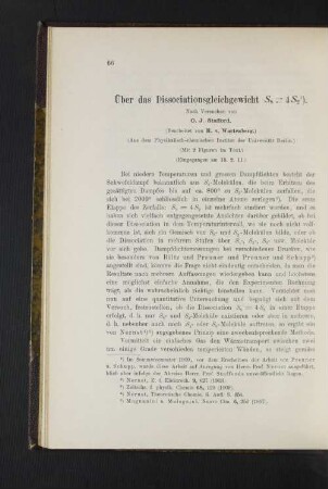 Über das Dissociationsgleichgewicht S8-><- 4S2.