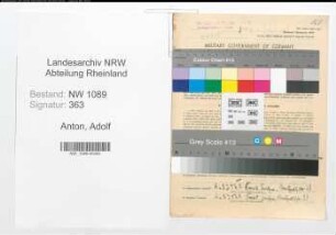 Entnazifizierung Adolf Anton , geb. 09.05.1920 (Polizeibeamter)