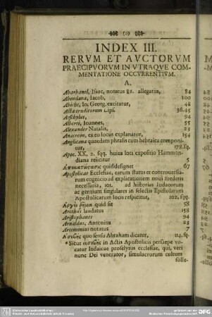 Index III. Rerum Et Auctorum Praecipuorum In Utraque Commentatione Occurrentium
