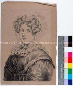 Porträt Amalie von Boyen, mit Todesanzeige