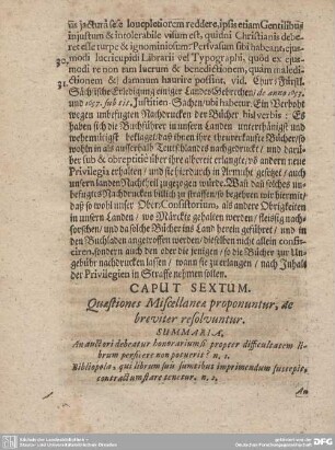 CAPUT SEXTUM. Quaestiones Miscellanea proponuntur, de breviter resolvuntur.