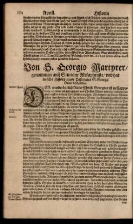 Von S. Georgio Martyrer/ ...