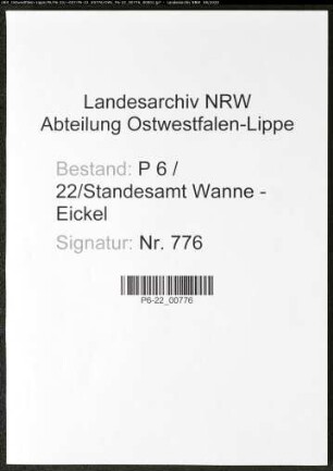 Namensverzeichnis Wanne - Eickel, Todesfälle