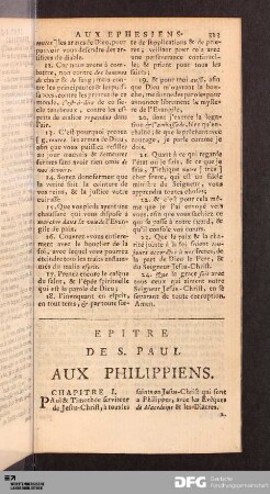 Epitre de S. Paul aux Philippiens.
