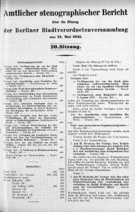 Sitzung 20, 21. Mai 1931
