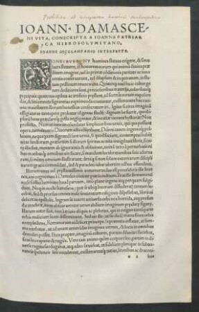 Ioann. Damasceni Vita, Conscripta A Ioanne Patriarca Hierosolymitano ...