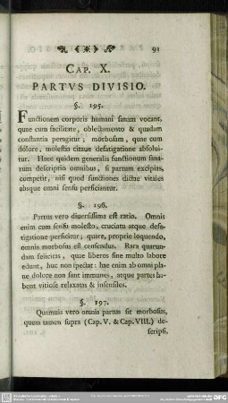 Cap. X. Partus Divisio