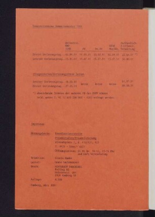 Semestertermine Sommersemester 1991