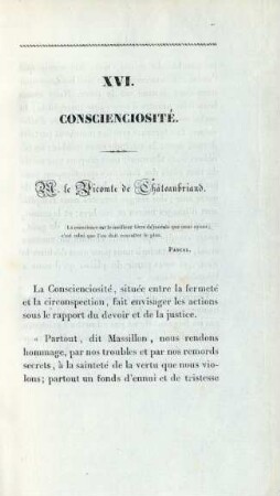 XVI. Conscienciosité. M. le Vicomte de Chateaubriand