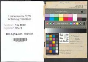 Entnazifizierung Heinrich Bellinghausen , geb. 01.09.1891 (Lehrer)