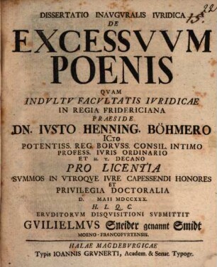 Diss. inaug. iur. de excessuum poenis