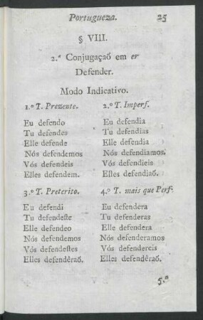 §. VIII. - 2.ª Conjugaçaõ dos Verbos em "er"