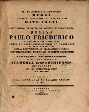 De Lenaeis Atticis mantissa : Commentatio