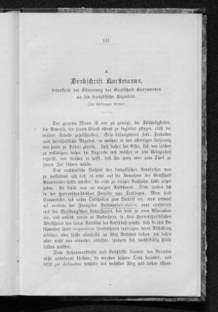 3. Horstmann, Denkschrift, betreffend die Abtretung der Grafschaft Saarwerden an die französische Republik.