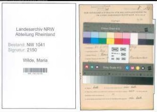 Entnazifizierung Maria Wilde , geb. 21.03.1897 ()