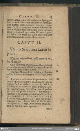 Caput II. Utrum Scriptura Laicis legenda