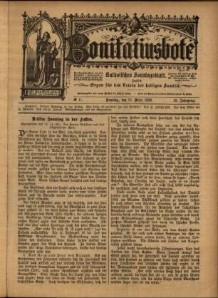 Erste Ausgabe vom Sonntag, den 13. März 1898.