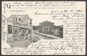 Ansichtskarte "Conditorei von Robert Koppe", Königgrätzer Straße 117