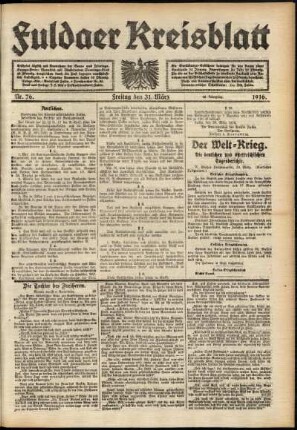 Ausgabe vom Freitag, den 31. März 1916.