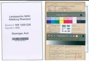 Entnazifizierung Kurt Stuemges , geb. 26.08.1895 (Steuerhelfer)