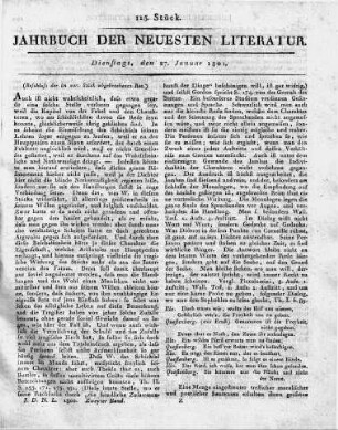 [Fortsetzung:] Tübingen, b. Cotta: Wallenstein, ein dramatisches Gedicht von Schiller. Zwey Theile. 238 u. 250 S. gr. 8.