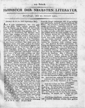 [Fortsetzung:] Tübingen, b. Cotta: Wallenstein, ein dramatisches Gedicht von Schiller. Zwey Theile. 238 u. 250 S. gr. 8.