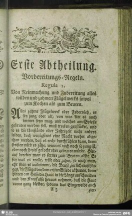 Erste Abtheilung. Vorbereitungs-Regeln