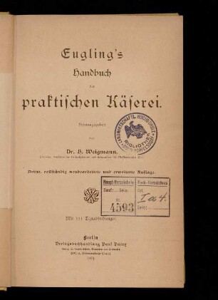 Eugling's Handbuch der praktischen Käserei