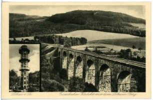 Löbau. Viadukt mit dem Löbauer Berg
