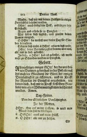Tag-Zeiten. Von der Göttlichen Vorsichtigkeit