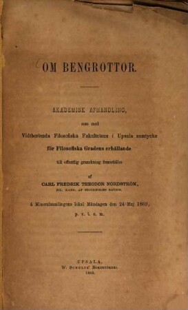 Om bengrottor : Akademisk Afhandling