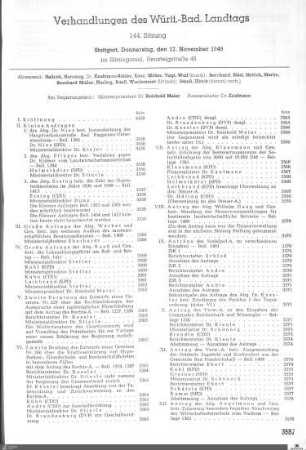 144. Sitzung, Stuttgart, 17.11.1949