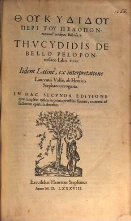 Thukydidu tu Oloru peri tu Peloponnēsiaku polemu biblia oktō = De bello Peloponnesiaco libri octo