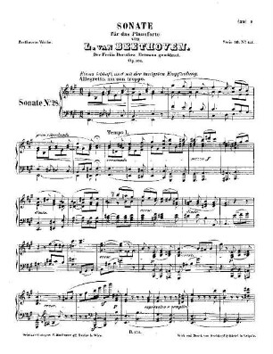 Beethoven's Werke. 151 = Serie 16: Sonaten für das Pianoforte, Dritter Band, Sonate : op. 101