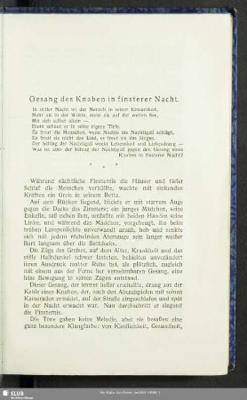 Gesang des Knaben in finsterer Nacht
