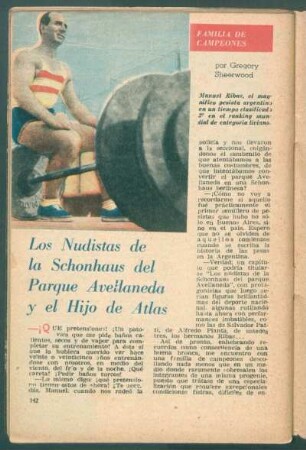 Los nudistas de la Schonhaus del parque Avellaneda y el Hijo de Atlas : Familias de campeones