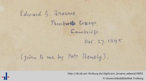 [Provenienz]: Browne, Edward Granville